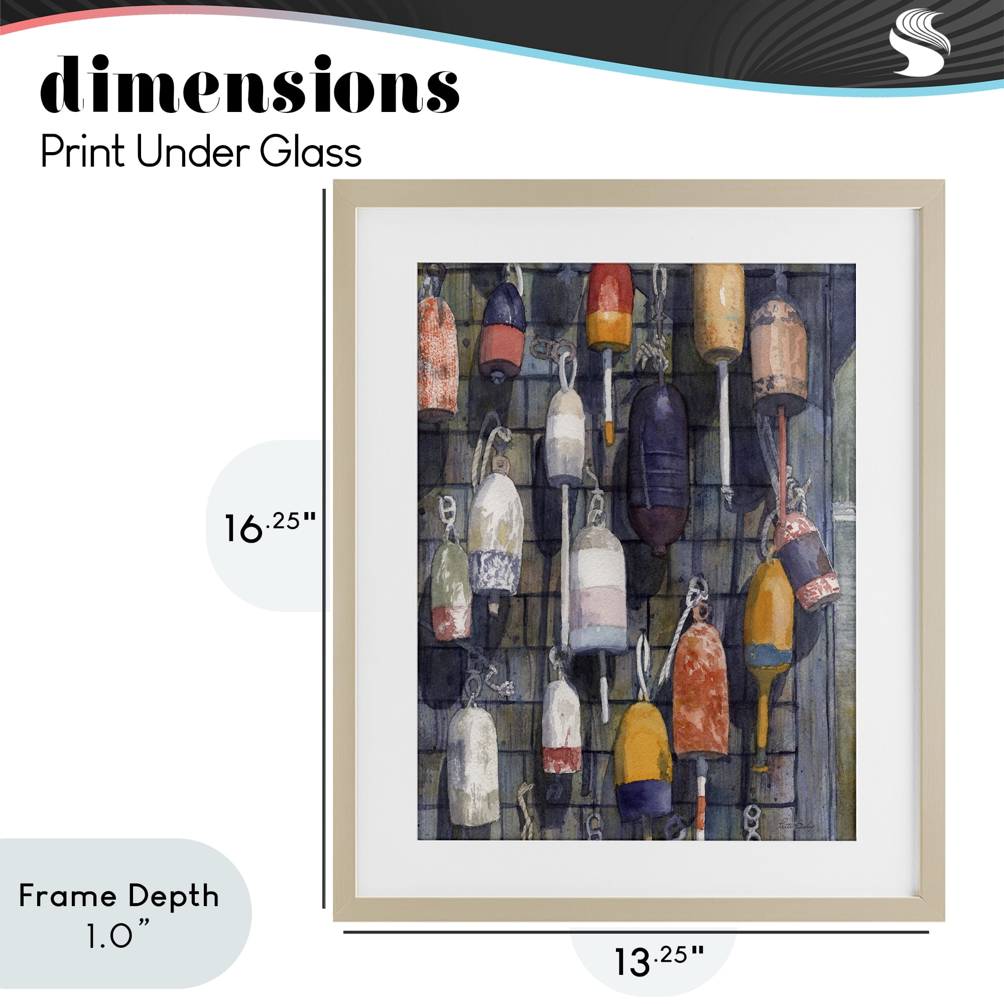 Stupell Industries Watercolor Hanging Buoys Birch Framed Print Under Glass, design by Patti Bishop