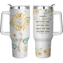 60th Birthday Tumbler with Handle & Straw, 40 Oz Stainless Steel 60th Birthday Cups Gifts for 60 Year Old Woman, 60 Year Old Birthday Gifts for Women, Cool 60 th Birthdays Gift Ideas for Mothers Day