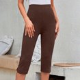 thumbnail image 6 of Oplxuo Women's Capri Dress Pants High Waisted Slacks Stretchy Button Decor Business Casual Cropped Office Pants, 6 of 7
