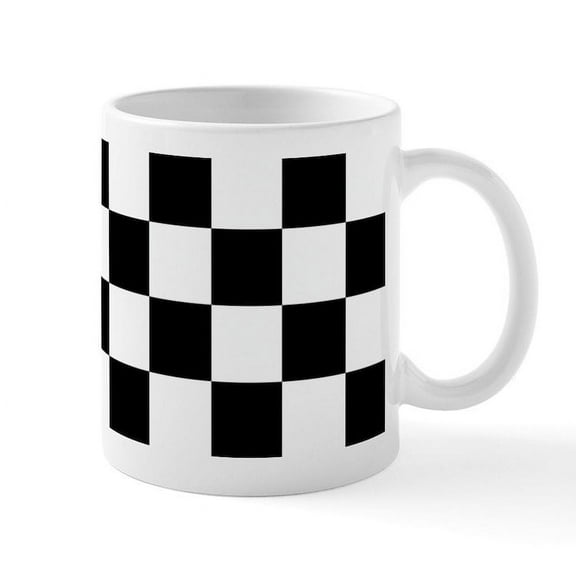 CafePress - BLACK AND WHITE Checkered Pattern Mugs - 11 oz Ceramic Mug - Novelty Coffee Tea Cup