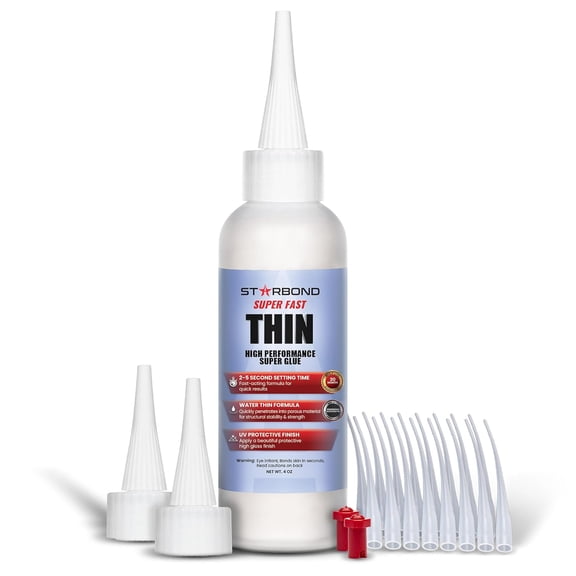 Starbond 4 oz. Thin Super Glue Pro Kit - Super Fast Thin Cyanoacrylate CA Glue for Woodturning, Pen Turning, Hobby, Inlay, Woodworking, 3D Prints