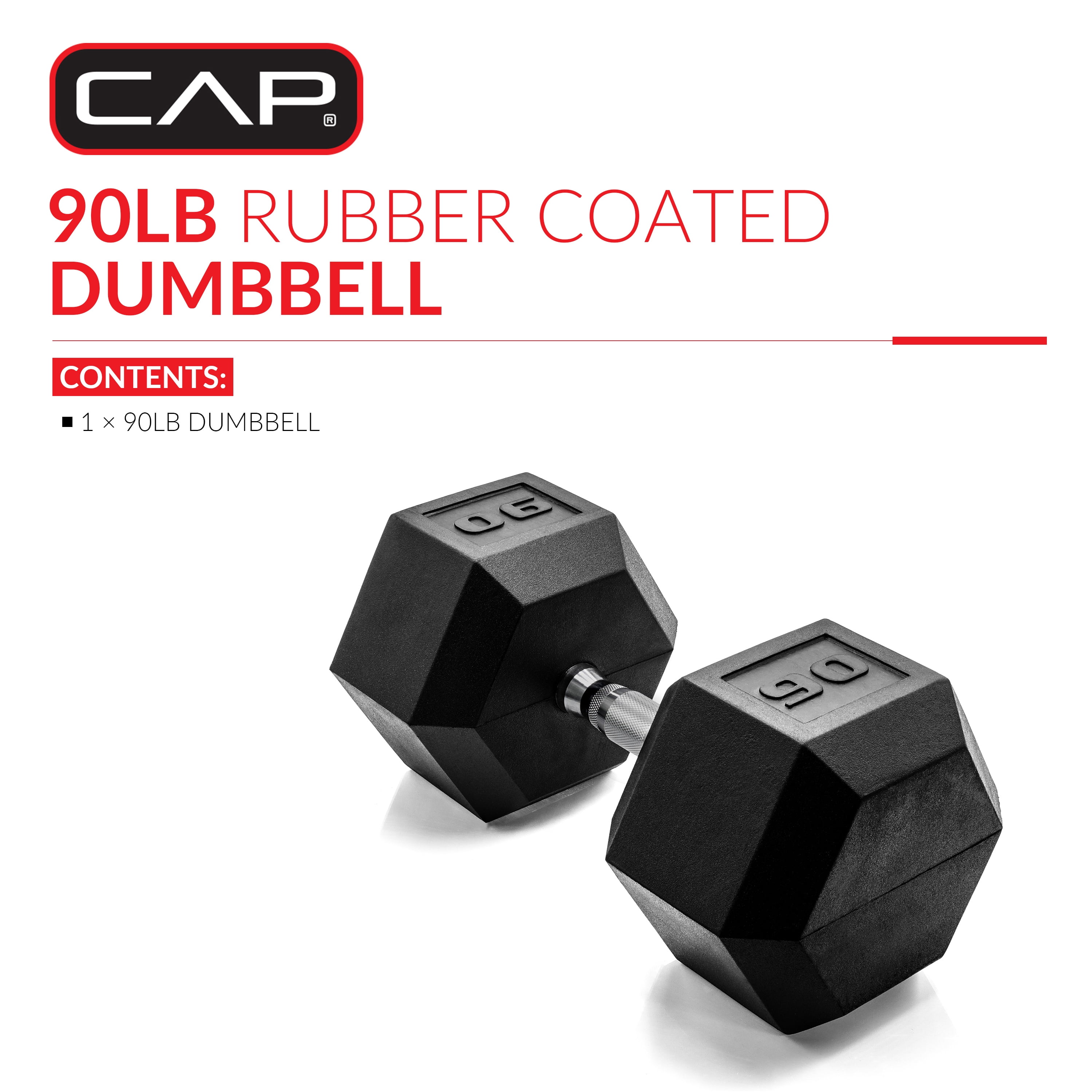 CAP Barbell, 90lb Coated Hex Dumbbell, Single