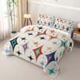 thumbnail image 3 of Erosebridal Mid Century Star Twin Quilt Set for Boys Girls, Retro Cream Abstract Print Twin Coverlet Set, 2pcs, 3 of 7