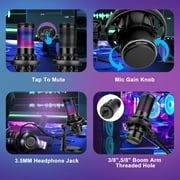 EEEkit USB Condenser Gaming Microphone with Noise Cancelling, 2 Polar Patterns, Mute, Gain for Recording/Podcasting/Streaming, Desktop Microphone Fit for Computer PC/MAC/PS5/Android