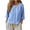 Light Blue-womens tops, variant on ShaoRunShi Linen Shirts for Women 3/4 Sleeve Button Down Crop Tops Loose Fit Crewneck Summer Shirt