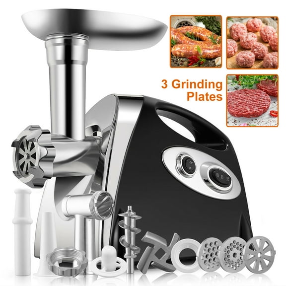 CJC Meat Grinder, 2 Adjustable Speed Electric Meat Grinders for Home use, Sausage Stuffer, Black