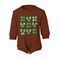 thumbnail image 4 of Coerni Four Leaf Clover Romper for Baby Boys Girls Bowknot Sweatshirt 𝐎nesie Cute Easter Clothes Cotton Warmly Spring Outwear, 4 of 8