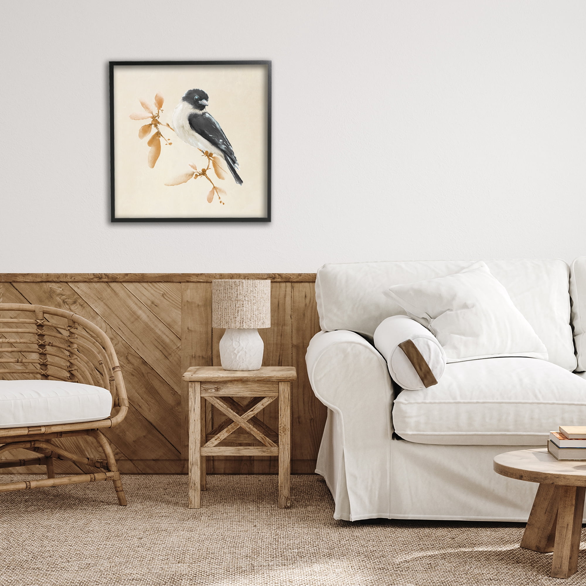 Stupell Industries Subtle Watercolor Chickadee Black Framed Giclee Art, design by Diannart