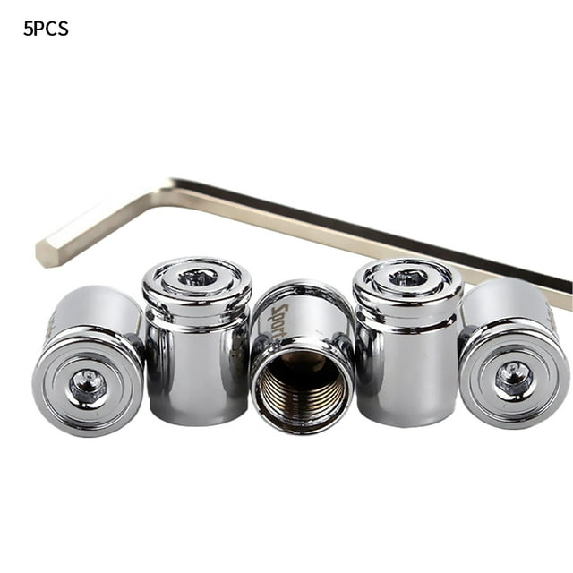 5 Pcs Vol en Alliage de Zinc Solide avec Clé Bouchon de Valve de Pneu de Remplacement
