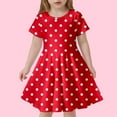 thumbnail image 2 of Glisme Girls Dresses Children'S Fashion Polka Dot Print Slim Short Sleeved Dress Red Sundress Size 8-9 Years, 2 of 4
