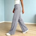 thumbnail image 5 of Women's Gingham Plaid Wide Leg Pants High Waist Casual Loose Trousers with Pockets for Daily Work Wear Trendy Street Outfit Gray, 5 of 5