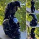 thumbnail image 5 of Wmhsylg - Adorno de escritorio, escultura de esqueleto de resina, pájaro negro posado sobre esqueleto, figura de osario, decoración de jardín, escultura de esqueleto negro, estatua de cuervo para, 5 of 7
