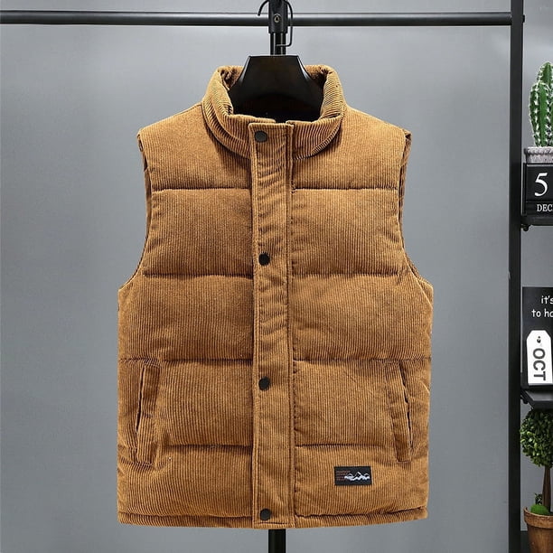 Chaleco de pana ligero de lujo para hombre, chaleco de algodón con plumón, chaleco de moda con textura de otoño e invierno, abrigo de pareja de algodón grueso para hombre