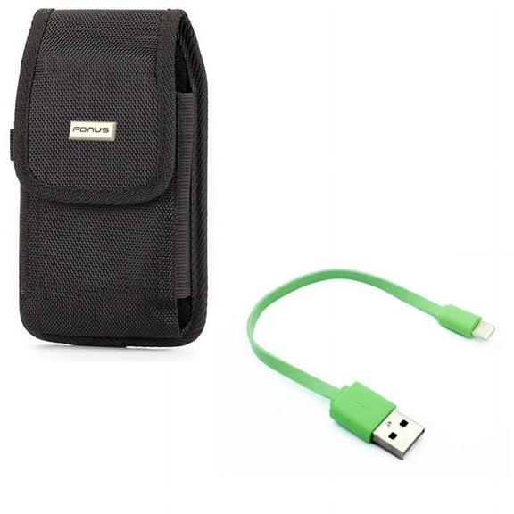 Case Belt Clip w Short USB Cable for iPhone 8/7/6S/6 - Swivel Holster Rugged Cover Pouch, Charger Cord Power Wire Fast Charge for iPhone 8/7/6S/6 Models