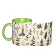 thumbnail image 4 of Hand Drawn Forest Coffee Mug Fun Custom Ceramic Mugs 11oz Green, 4 of 5