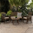 thumbnail image 3 of 4-Piece Solid Acacia Wood Conversation Set in Dark Brown, 3 of 8