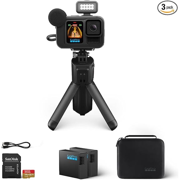 GoPro Hero 13 Black Creator Edition Action Camera with Volta, Media & Light Mod, 128GB Memory Card Bundle