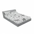 thumbnail image 3 of Ambesonne Modern Fitted Sheet & Pillow Sham Set, European Houses Urban, Twinxl, Black White, 3 of 3