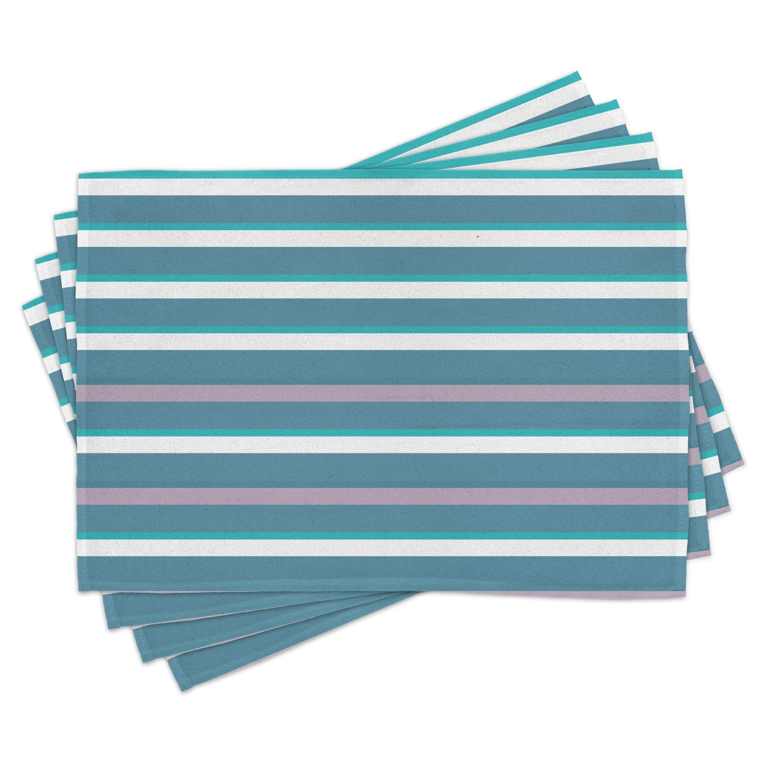 Striped Placemats Set of 4 Turquoise Dark Teal Stripes Thick and Thin ...