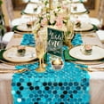 thumbnail image 3 of QZS Table Decorations,11.8"x9Ft Retro Mirror Sequin Tablecloth for Bachelorette Party,Blue Reusable Sequin Table Runner for Indoor,Outdoor, 3 of 6
