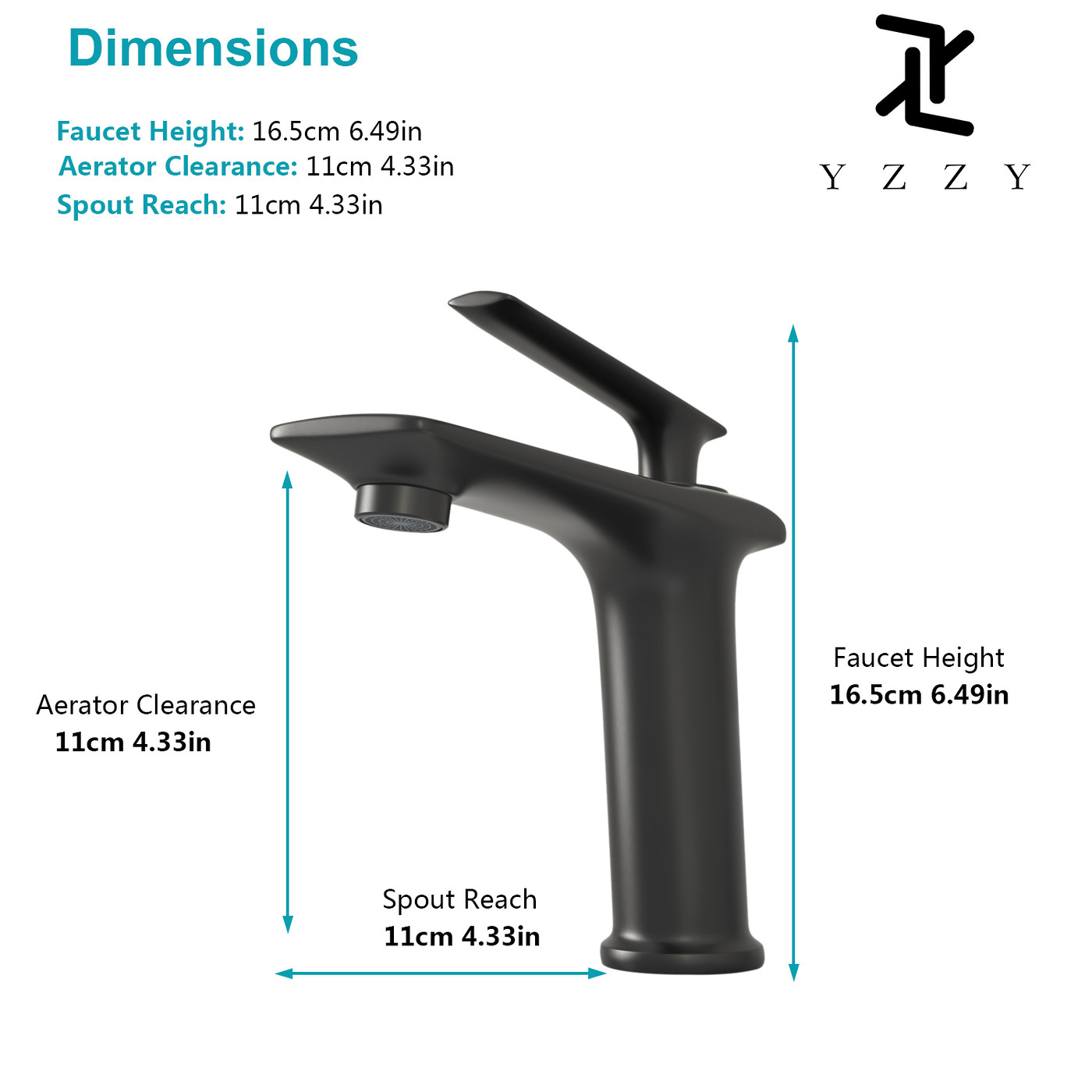 YZZY Bathroom Sink Faucet Single Lever Black Basin Faucet Single Hole 1 Handle Bathroom Vanity Faucet