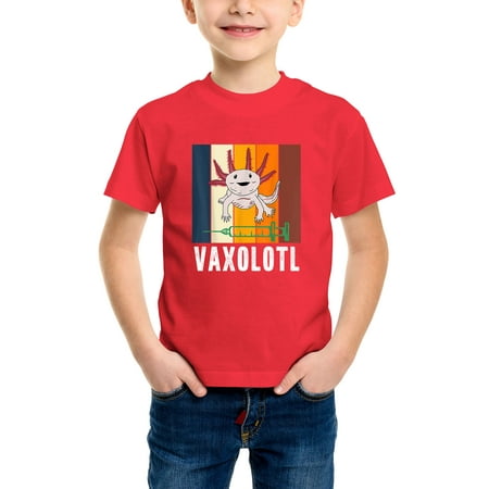 

Envmenst Boys Short Sleeve T-Shirt Vaxolotl Vaccine Axolotl Funny Vaccination Quote Graphic Kids Girls Cotton Tees Unisex Top