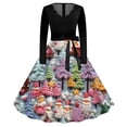 thumbnail image 1 of Robe Décontractée Évasée pour Femme Col Rond Manches Longues Imprimée Fête Noël Chandail Fluide Confortable Élégante Stylée, 1 of 2