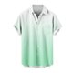 thumbnail image 5 of Blusa y camisa de manga corta con cuello vuelto para hombre, blusa informal de moda con cuello vuelto, estampado degradado, camisa de manga corta con botones, blusa de poliéster para hombre, 5 of 6