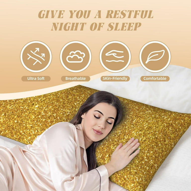 Coaee Gold Glitter Body Pillow Cover Long Pillow Case Cooling Full Body Pillow Case Soft Breathable for Hot Sleepers 20 54 in