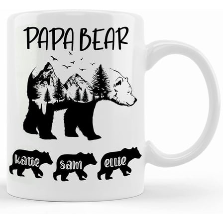 Papa Bear Mug, Mama Bear Mug, Gift For Dad, Gift For Mom, Father's Day Gift, Mother's Day Gift, Christmas Gift Mom And Dad Bear Cute Mug Set, Ceramic Novelty Coffee Mugs 11oz, 15oz Mug,