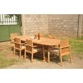 thumbnail image 5 of Grade-A Teak Dining Set: 6 Seater 7 Pc: 118" Mas Oval Trestle Leg Table And 6 Clipper Stacking Arm Chairs Outdoor Patio WholesaleTeak #51CP2707, 5 of 6