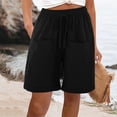 thumbnail image 1 of Puntoco pantalones cortos de verano para mujer, moda 2024, pantalones informales de lino y algodón de talla grande de cinco puntos para verano para mujer, 1 of 9