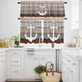 thumbnail image 3 of Ocean Ship Anchors Kitchen Curtains Valances and Tiers Set of 3 Brown Grey Gradient Wood Stripes Texture Tier Curtains and Valance with Rod Pocket for Small Windows, 27.5"x36", 3 of 9