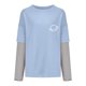 thumbnail image 4 of Blusa de manga larga de dos pines falsos con empalme a rayas y cuello redondo para mujer Pompotops gfhjh19697, 4 of 6