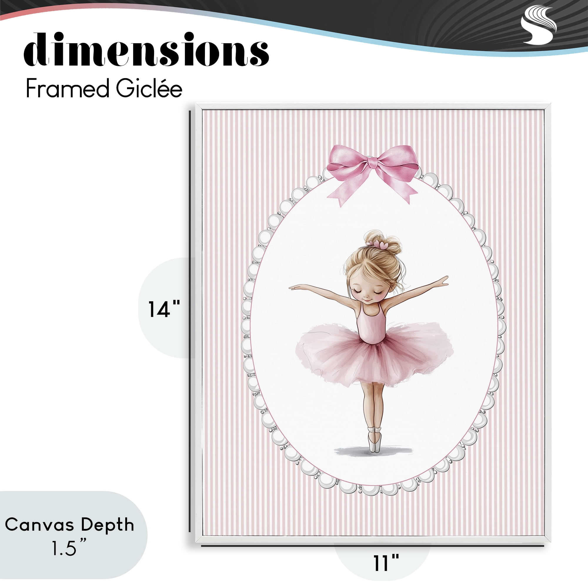 Stupell Industries Dancing Pink Ballerina White Framed Giclee Art, design by Christine Simpson Art
