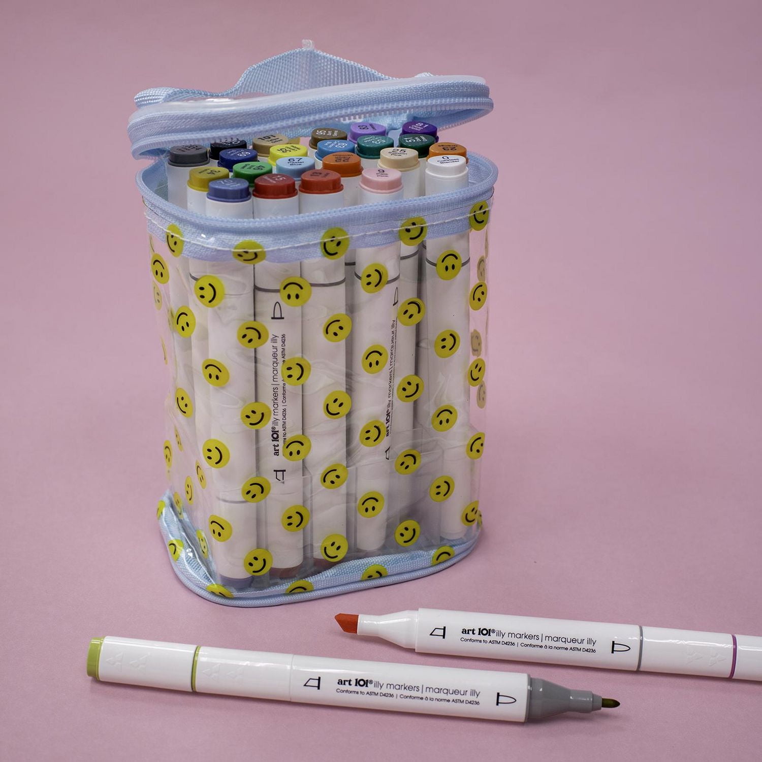 Art 101 Illy Marker Bag, Smiley Face Edition with 24 Pieces