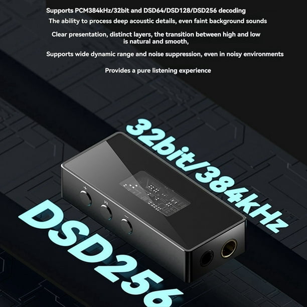Convertidor de Audio Digital HIFI, Decodificador, de 384 KHz, Amplificador de Doble Chip, Adaptador de Auriculares de 3,5 mm + 4,4 mm, Audio para Teléfono Móvil.