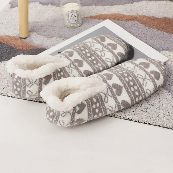 Under $10 Sock Slippers Multi-color Christmas Heart & Bow Print Thick Boat Socks Multifunctional Slipper Socks Holiday