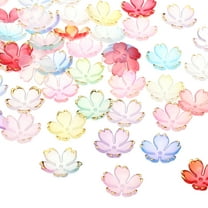 Uxcell 100 Pcs Gold-Plated Acrylic Cherry Blossom Flower Beads, Multicolored