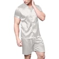 thumbnail image 2 of Hanerdun Men 2PCS Pjs Set Male Button Down Pajama Sets Loungewear White 2XL, 2 of 5