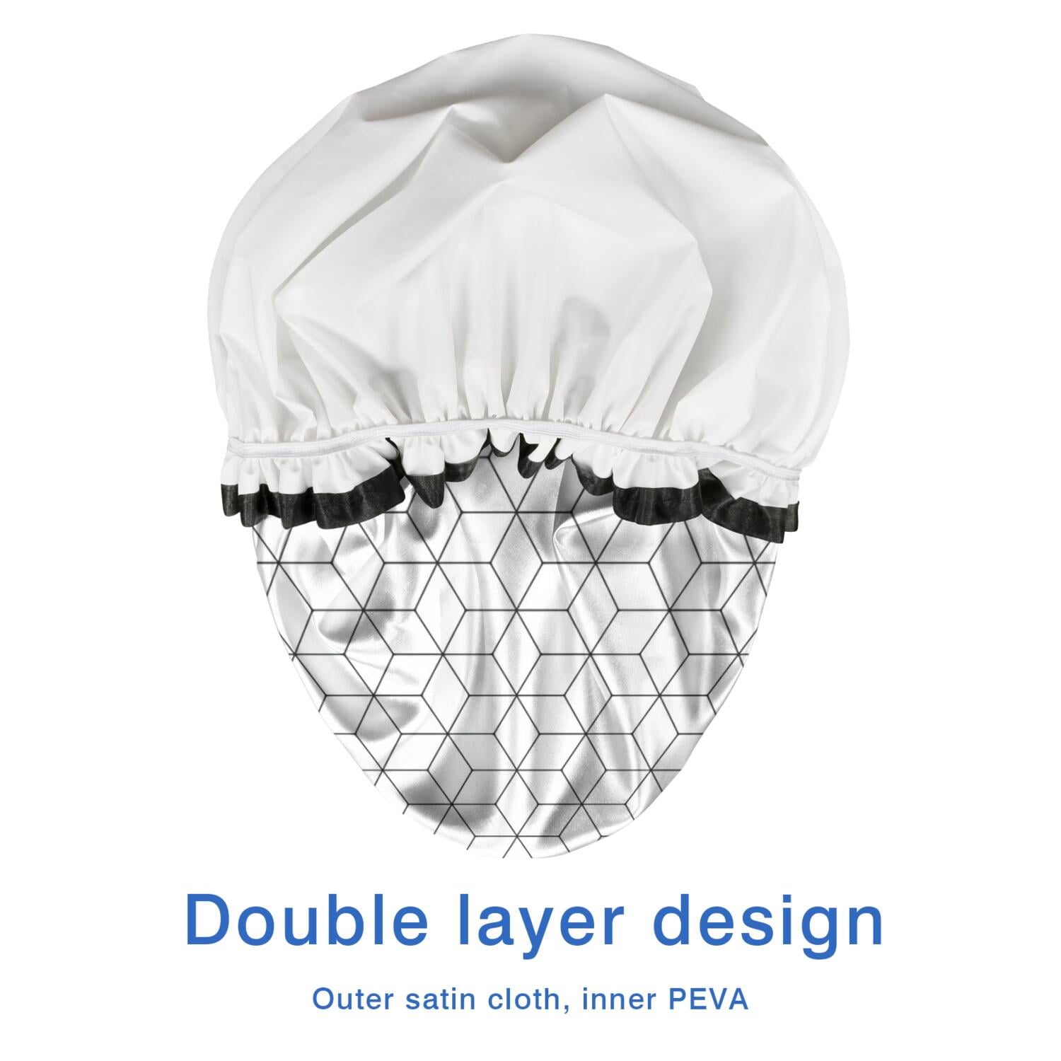 Shower Caps,Black White Checkerboard Checkered Pattern Waterproof Shower Cap for Women 4 Pieces,Double Reusable Hair Cover for Shower PEVA Elastic Stretch Hem
