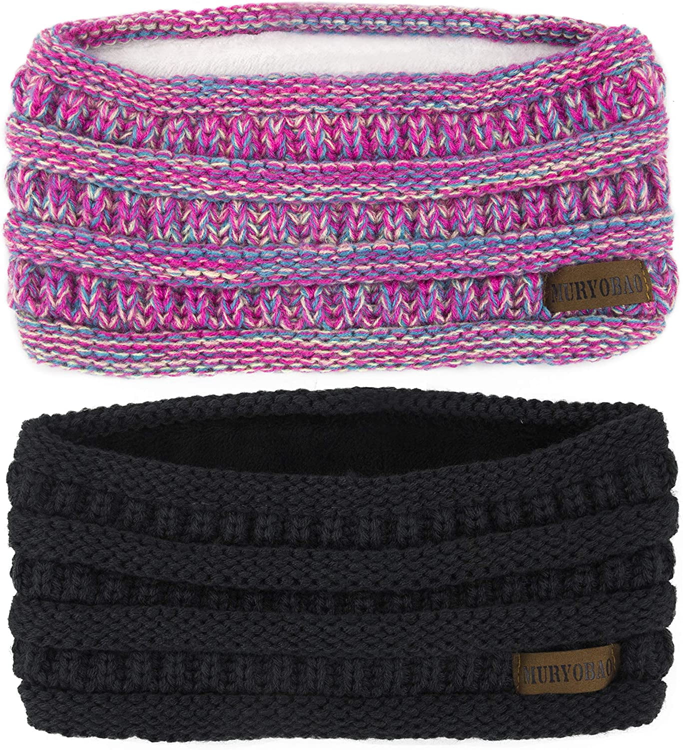 Muryobao Women Winter Ear Warmer Headband Cable Knit Fuzzy Fleece Lined