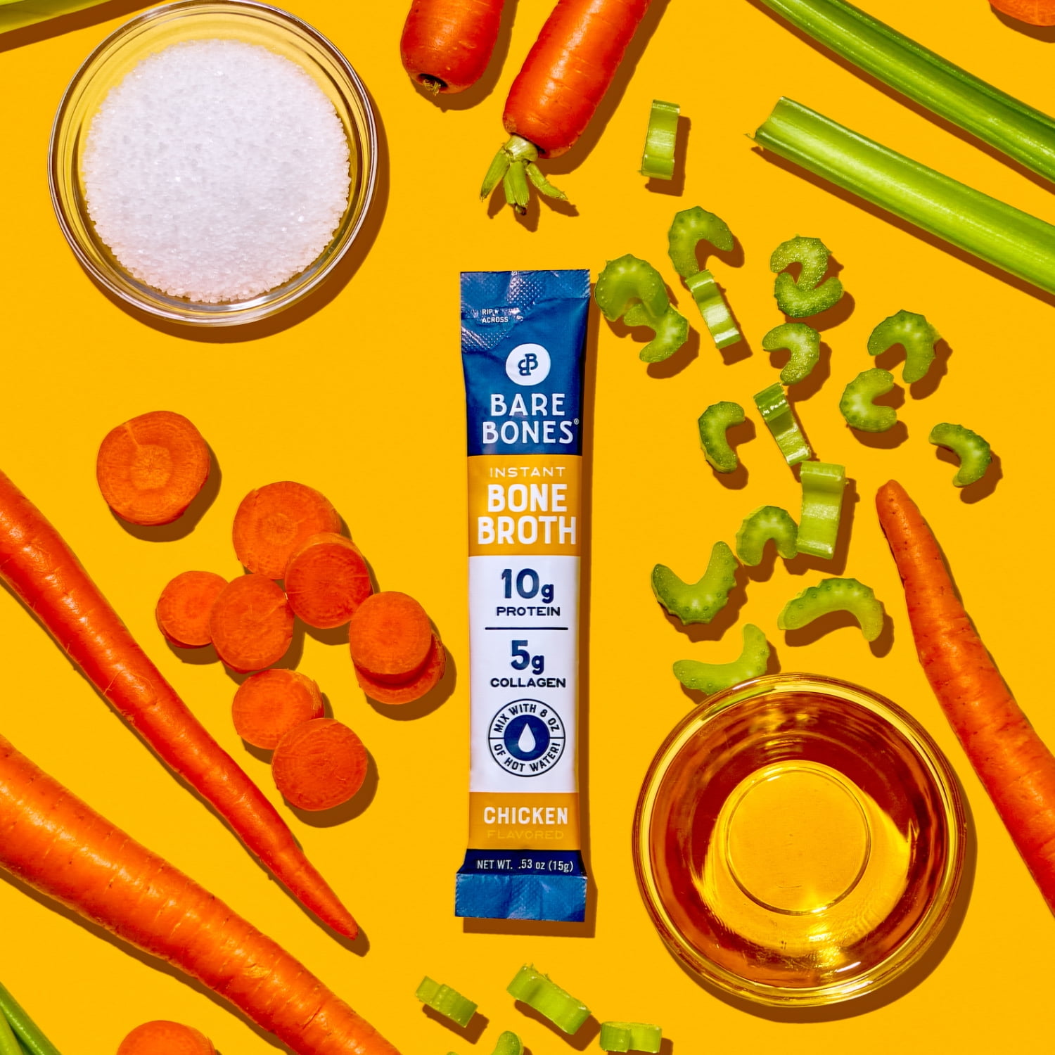 Bare Bones Instant Chicken Bone Broth Sticks, 10G Protein, 4.23 oz, 8 Count