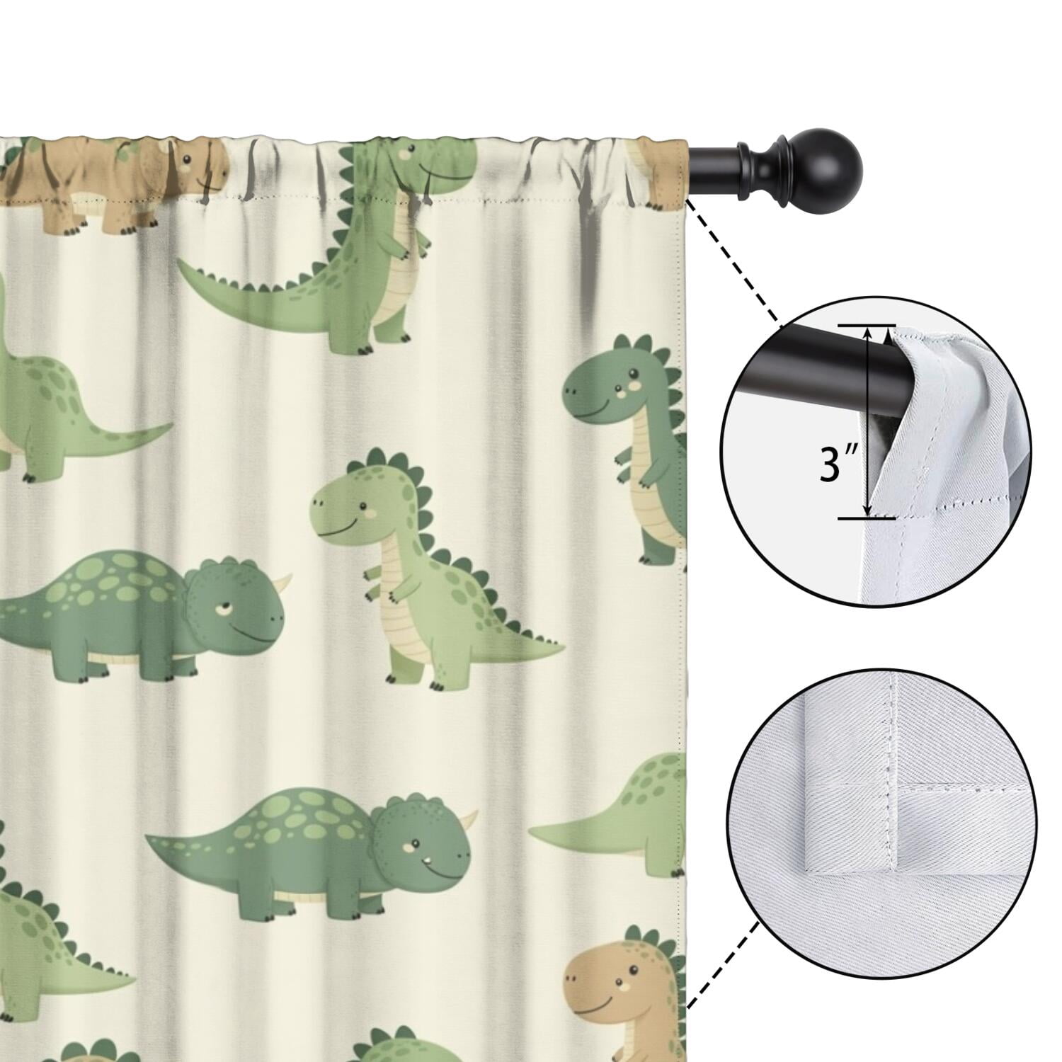 Blackout Kids Curtains,Cartoon Dinosaurs Childrens Insulated Curtains Set Of 2,Bedroom Essentials,Toddler Room Decor 42"x84"