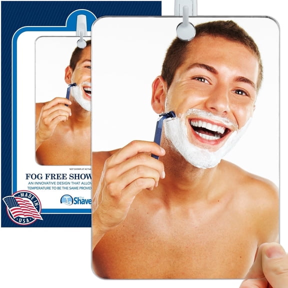 The Shave Well Company XL Anti-Fog Shaving Mirror | Fogless Hanging Shower Mirror with Handheld Option | Includes Removable Adhesive Hook