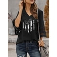 thumbnail image 5 of Sidefeel Women's Loose Printed Blouse Shirts 3/4 Bell Sleeve V Neck Pullover Tops, 5 of 6