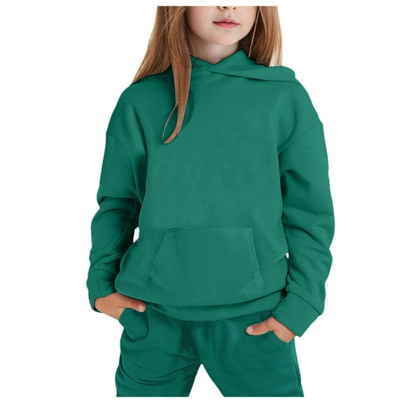 Girls Boys Sweatsuit Set,2 Piece Long Sleeve Green Basic Hoodie Jogging Pants Winter Clothes Boys Outfits 2-3 Years