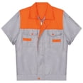 thumbnail image 3 of MSemis Men's Regular Fit Short Sleeve Industrial Work Shirt Performance Utility Uniform Shirt Orange&Grey XXL, 3 of 5