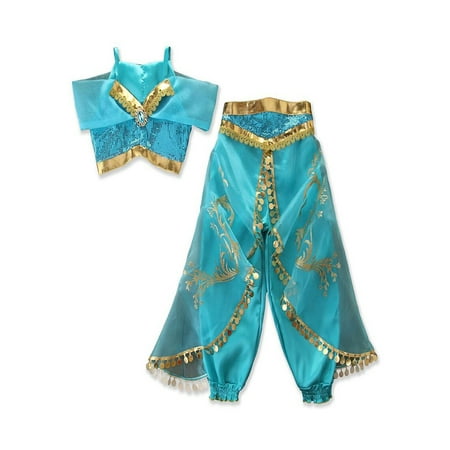 Aladdin Jasmine Princess Cosplay Kids Girls Garment Fancy Dress Up Party Costume