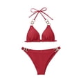 thumbnail image 5 of Staron Women's Bikini Swimsuit Set Push Up Padded Triangle Two Piece High Cut Bathing Suit for Beach Vacation Pool Party, Red M, 5 of 7
